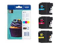 Brother LC123 RainbowPack - Jaune, cyan, magenta - original - blister - cartouche d'encre - pour Brother DCP-J100, J105, J132, J152, J172, J552, J752, MFC-J245, J650, J6520, J6720, J6920 LC123RBWBP