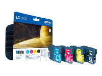 Brother LC1100 Value Pack - Pack de 4 - noir, jaune, cyan, magenta - originale - blister - cartouche d'encre - pour Brother DCP-185, 385, 585, 6690, MFC-490, 5490, 5890, 6490, 990 LC1100VALBP